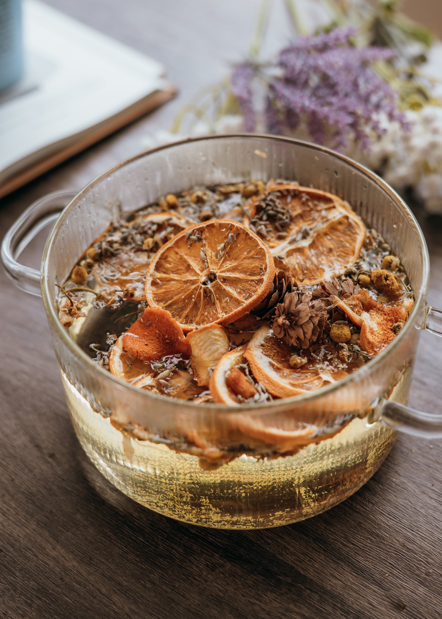 Wood & Glass Simmer Pot   | Stovetop Potpourri