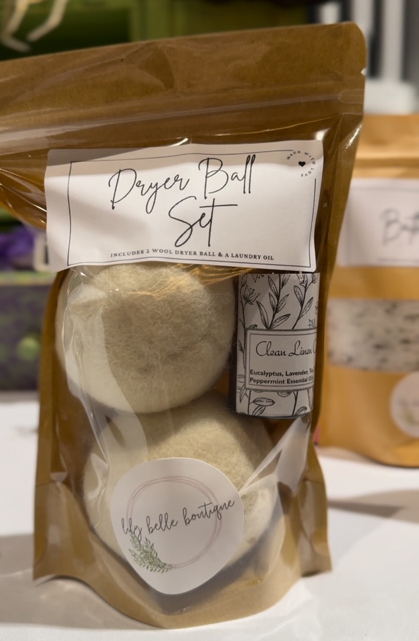 Wool Dryer Ball Set with Essential Oils