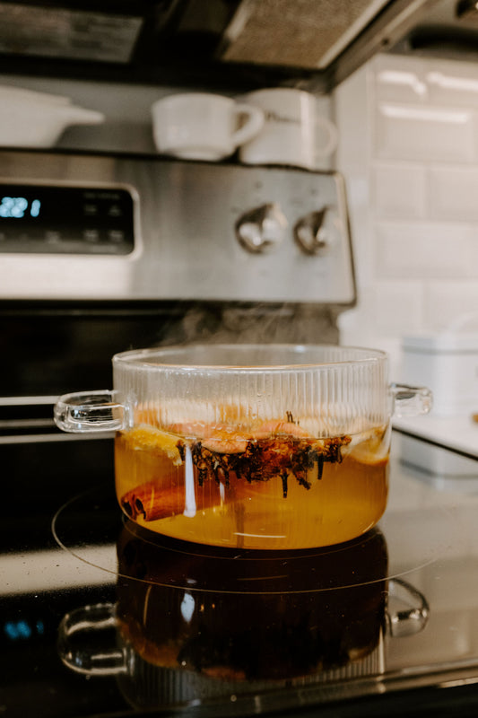 Wood & Glass Simmer Pot   | Stovetop Potpourri